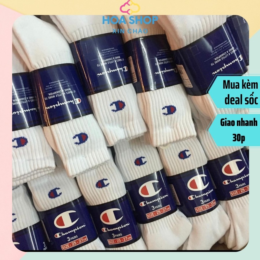 Set 3 đôi Tất -vớ thể thao champion full tag -hang loại A