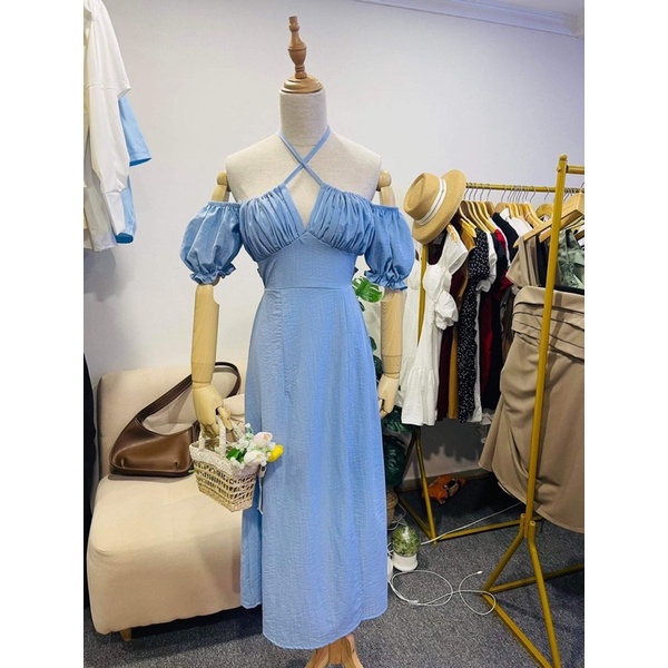[ Có Bigsize ]Đầm maxi đi biển mặc được 2 kiểu màu xanh đen | BigBuy360 - bigbuy360.vn