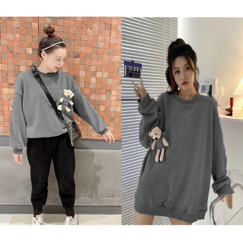 Áo sweater trơn unisex nam nữ có túi gấu thời trang thu đông(có video) | BigBuy360 - bigbuy360.vn