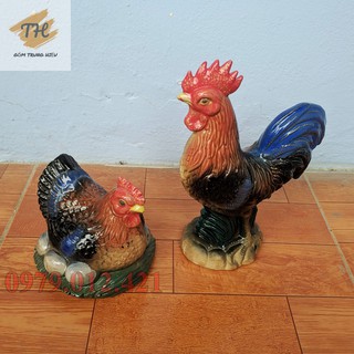 Tượng gà trống gà mái gốm Bát Tràng