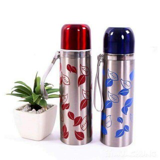 Bình Giữ Nhiệt Inox 500ml Đựng Nước Hình Lá 2 Lớp Cách Nhiệt Cao