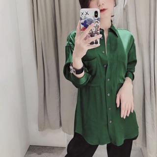 Sơmi lụa xanh