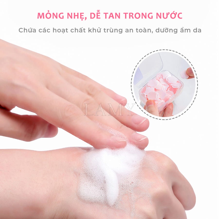 Xà Bông Rửa Tay Hình Bông Hoa , Xà Phòng Giấy Bỏ Túi Đi Du Lịch Đi Ra Ngoài Tiện Lợi