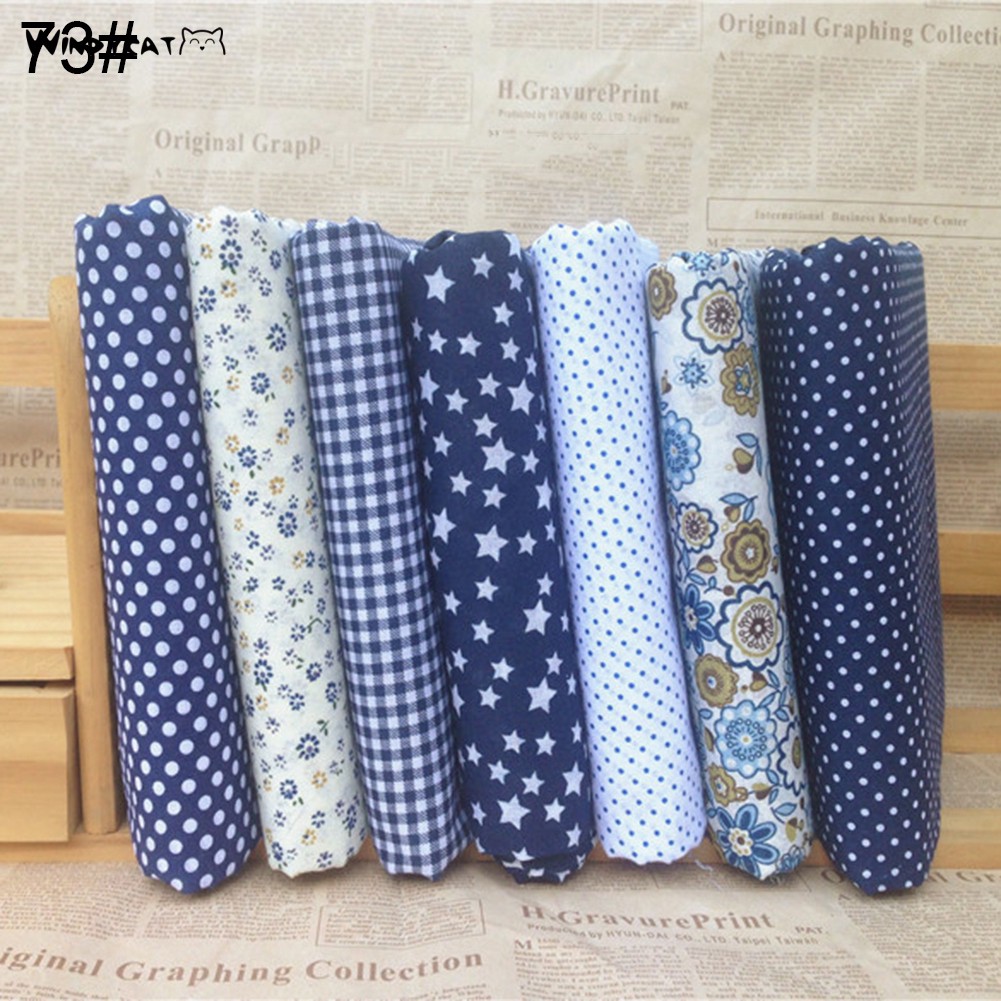 Set 7 Tấm Vải Cotton Họa Tiết Hoa Dùng Để May Vá Thủ Công