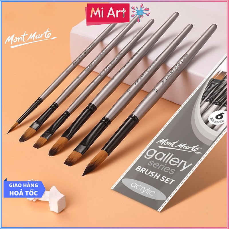 Bộ 6 Cọ Acrylic Mont Marte - Gallery Series Brush Set Acrylic 6pce - BMHS0017