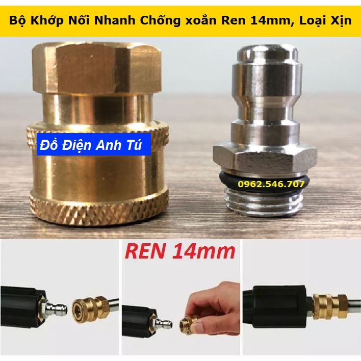 bộ khớp nối nhanh ren 14mm cho máy rửa xe (khớp nối nhanh 1/4)