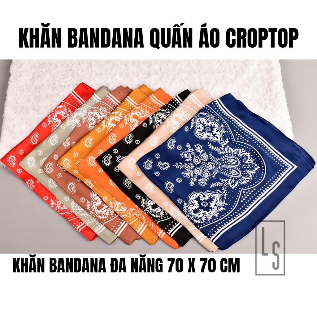 [Mã SKAMCLU8 giảm 10% cho đơn từ 100K] Khăn Bandana Buộc Áo Crop Top - Bandana Buộc Áo 70x70cm