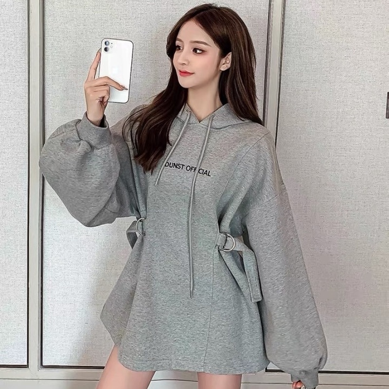 Đầm hoodie cotton Perty dáng rộng thời trang mùa thu phong cách Hàn Quốc cho nữ