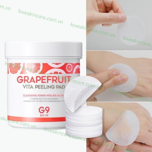 Bông Tẩy Tế Bào Chết Chứa Chiết Xuất Từ Bưởi G9SKIN Grapefruit Vita Peeling Pad [HCM]