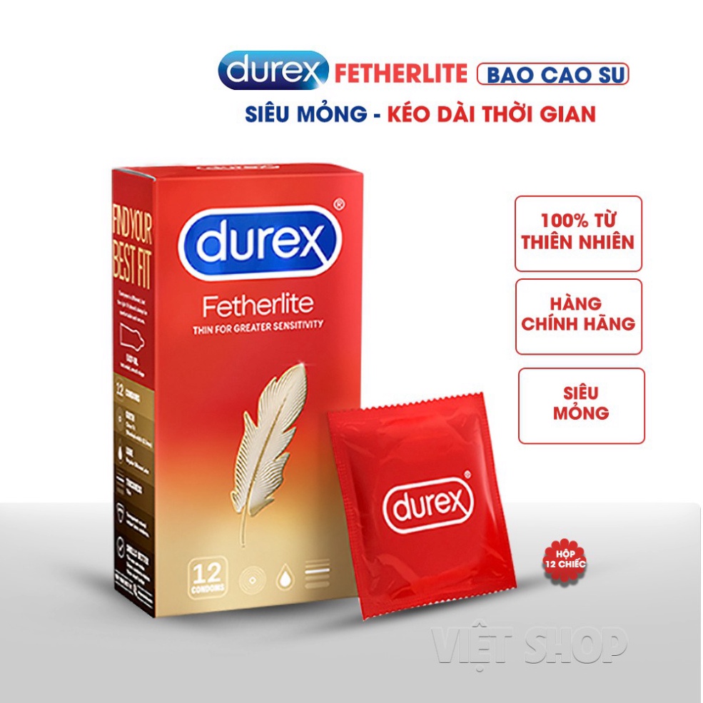 [Tặng Bcs Runbo] Combo 5 Hộp (60 Cái) Bao Cao Su Durex loại Fetherlite + Plesuremax + Invisible + Performa + Kingtex