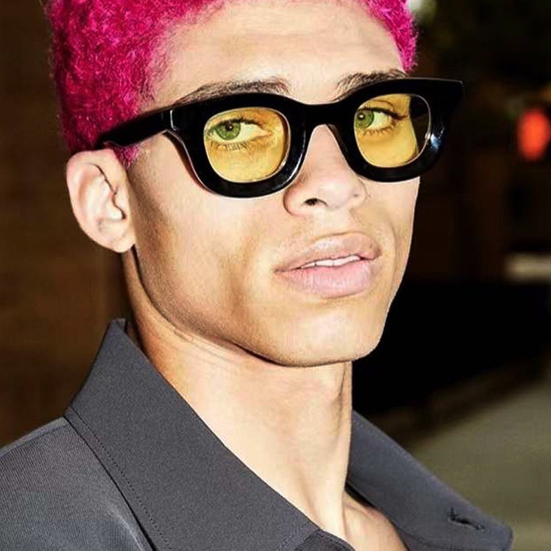 Kính Mát Gọng Oval Màu Vàng Phong Cách Hip Hop Thời Trang