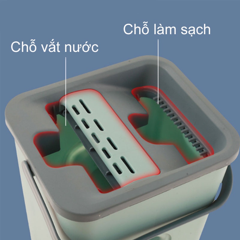 Bộ Chổi Lau Nhà Cây Lau Nhà Tự Vắt 360 Độ Chính Hãng Cao Cấp Tặng Kèm 2 Bông Lau (Kèm 2 tấm thảm lau)