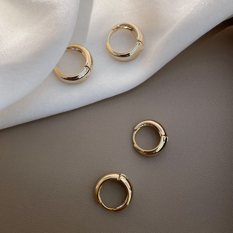 Khuyên Tai Tròn Mạ Vàng 14K Đơn Giản