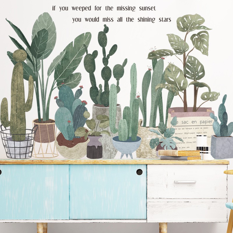 Decal dán tường Sticker mẫu hoa lá ZH009