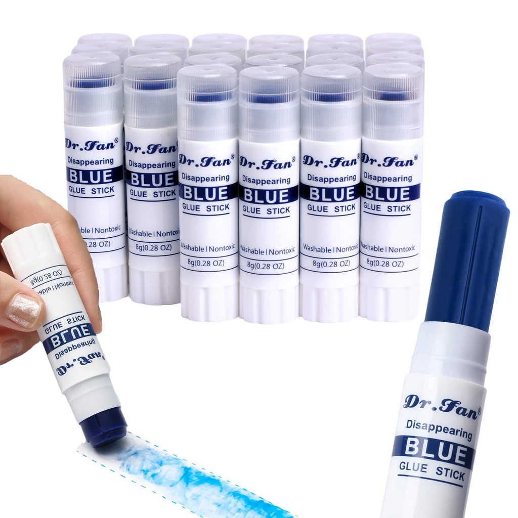 Keo dán cho trẻ trong học tập không độc hại hiệu Mỹ Dr.fan Disappearing Blue Glue Stick, Washable Sc