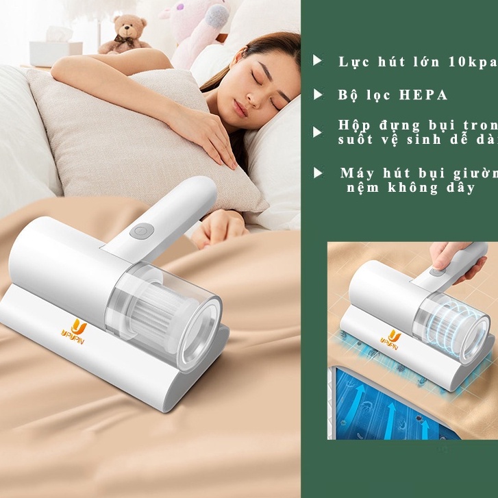 Máy Hút Bụi Giường Nệm Diệt Khuẩn , Máy Hút Bụi Cầm Tay Mini Công Suất Lớn