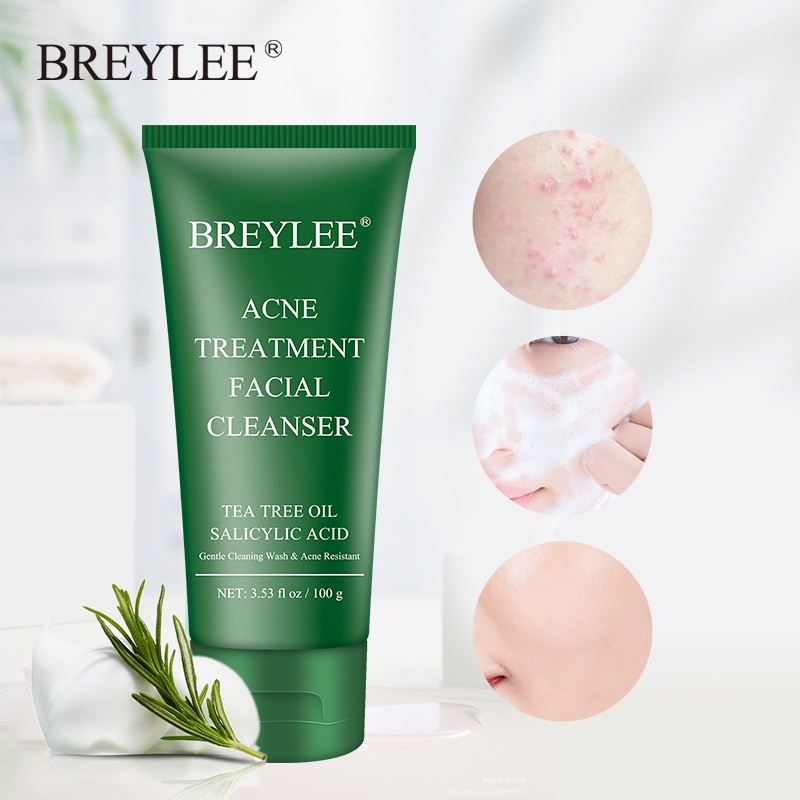 Bộ 2 sản phẩm chăm sóc giảm mụn BREYLEE gồm sữa rửa mặt và serum dưỡng da