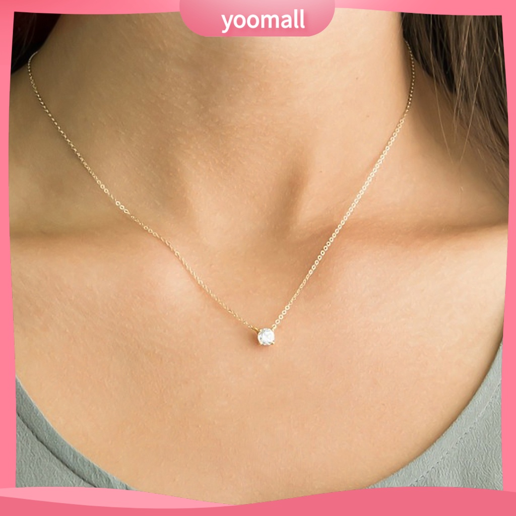 Dây chuyền mặt đính đá Zircon tinh tế đơn giản