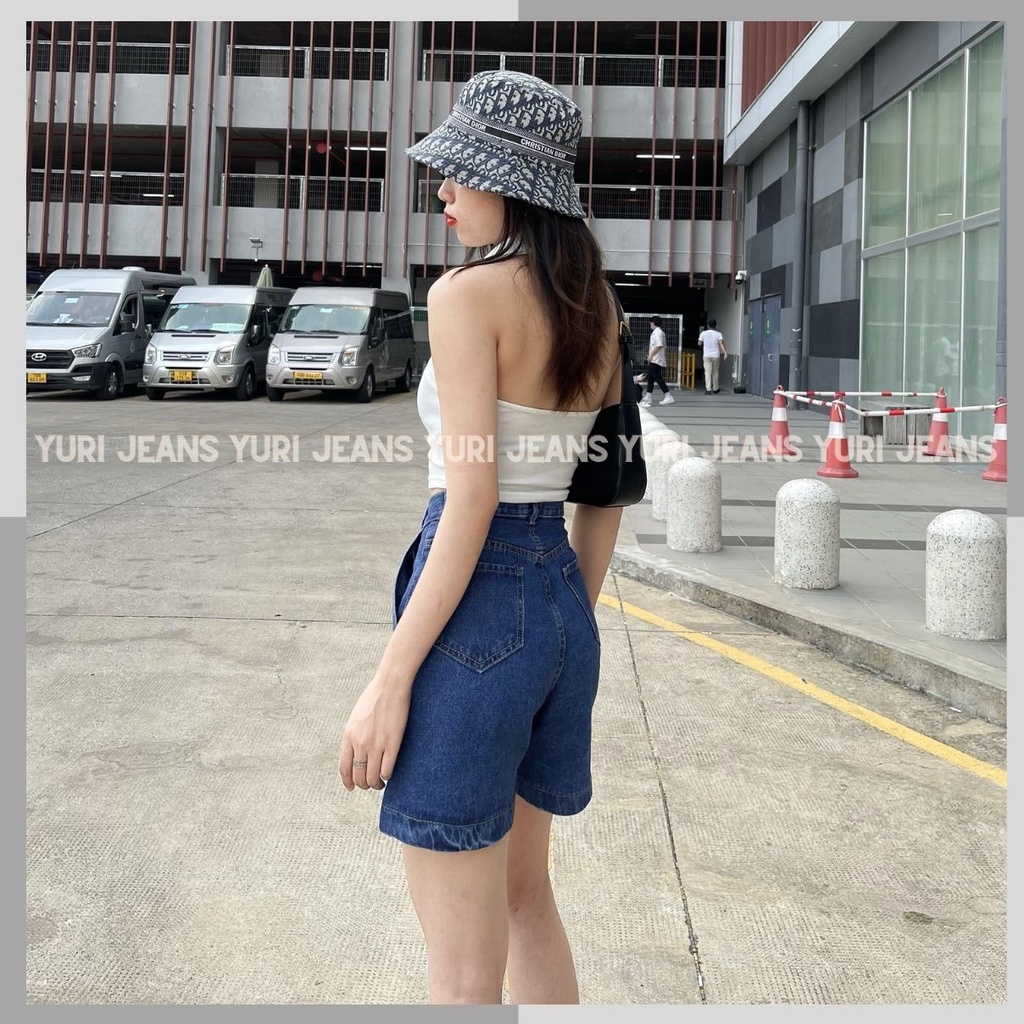 Quần Ngố Ông Rộng Lưng Cao Dáng Chữ A  Túi Kiểu Màu Xanh Đậm,Nhạt Shop  YuRi Jeans Lửng 003