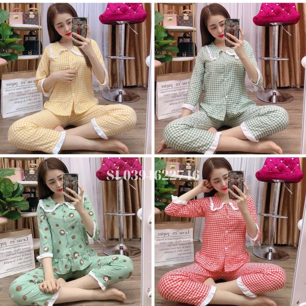Bộ đồ ngủ nữ mùa hè pijama cộc tay chất lụa họa tiết,Đồ bộ nữ hot 2021 BN21