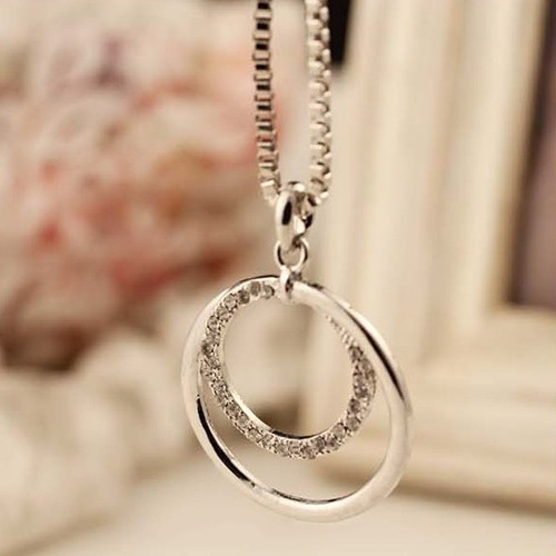 Vòng cổ hình tròn kép đính kim sa lấp lánh sang trọng cho nữ