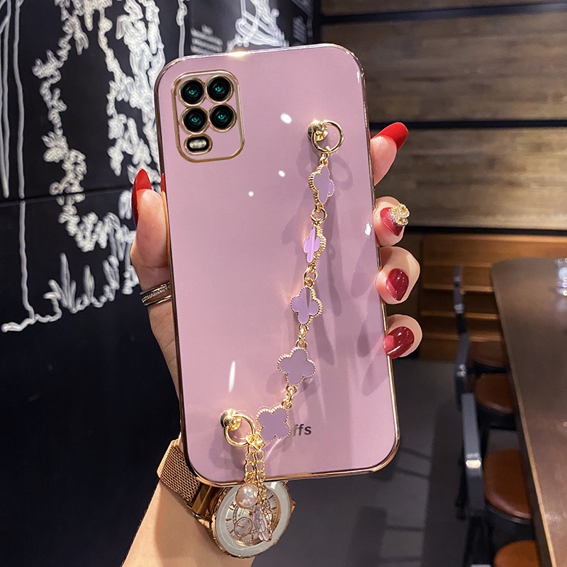 Ốp Điện Thoại Silicon Mềm Họa Tiết Lá May Mắn Gắn Dây Đeo Cổ Tay Cho Realme 9 9 Pro Plus 5G 8 8 Pro 4G 8i 9i 5 5i C3