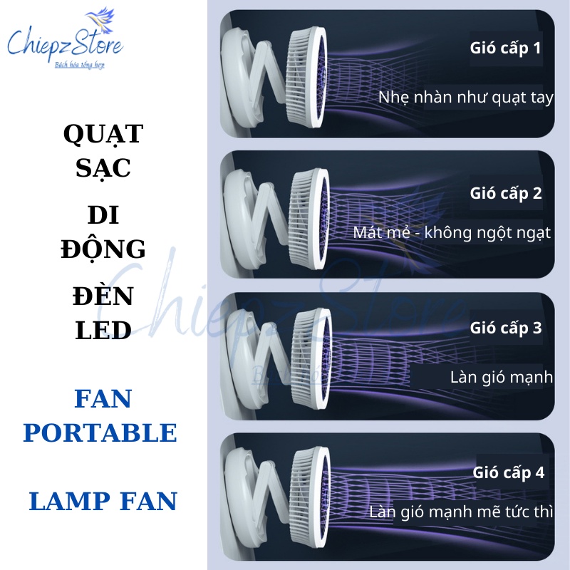 Quạt sạc di động Fan Portable – Lamp Fan