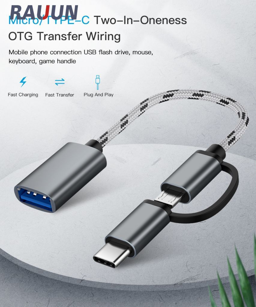 【Ready Stock】 2 in 1  Type-C Micro USB To USB 3.0 Interface OTG Adapter Cable 【Rauun】