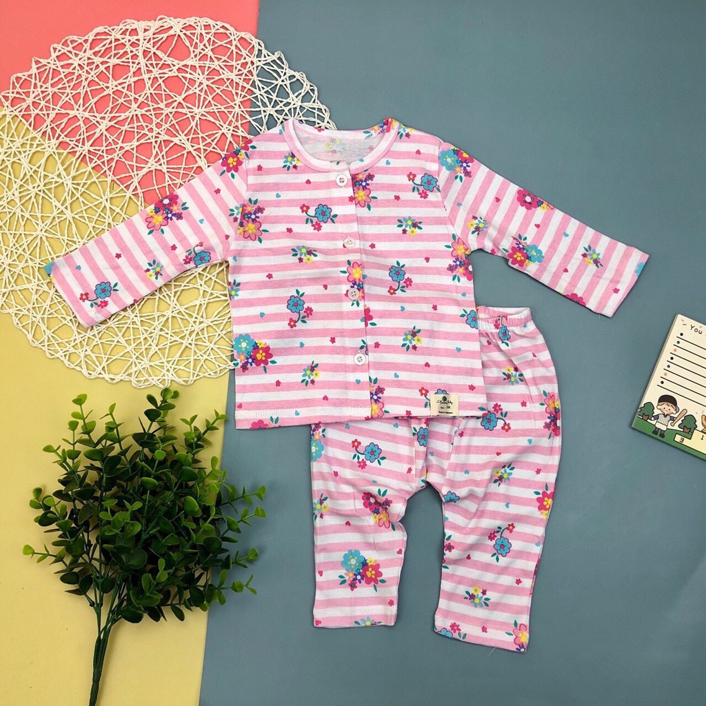 Bộ Sơ Sinh Cài Cúc dài tay LITIBABY cho bé trai bé gái từ 3-18M -H4800