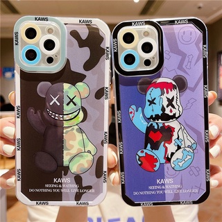 Fashion Color matching violent bear fashion brand Phone Case iPhone 13 12 11 Pro Max X XS XR 8 7 Plus Slim Fit Flexible Frame Soft TPU Back Cover