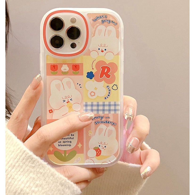 Ốp lưng iphone trong bo tròn thỏ dâu tây 6/6s/6plus/6splus/7/7plus/8/8plus/xs/11/12/13/14/pro/max/plus/promaxTBT12