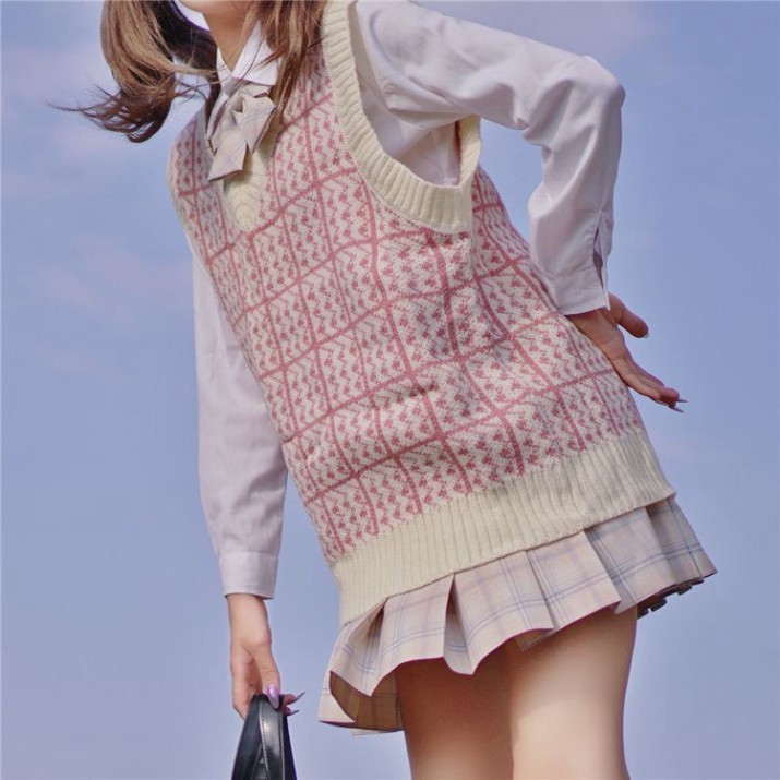 Áo Gile Len Nữ FreeSize, Áo Len Gile Nữ Kẻ Caro Xanh Sóng Điệu Đà Hàng Quảng Châu Dễ Thương | BigBuy360 - bigbuy360.vn