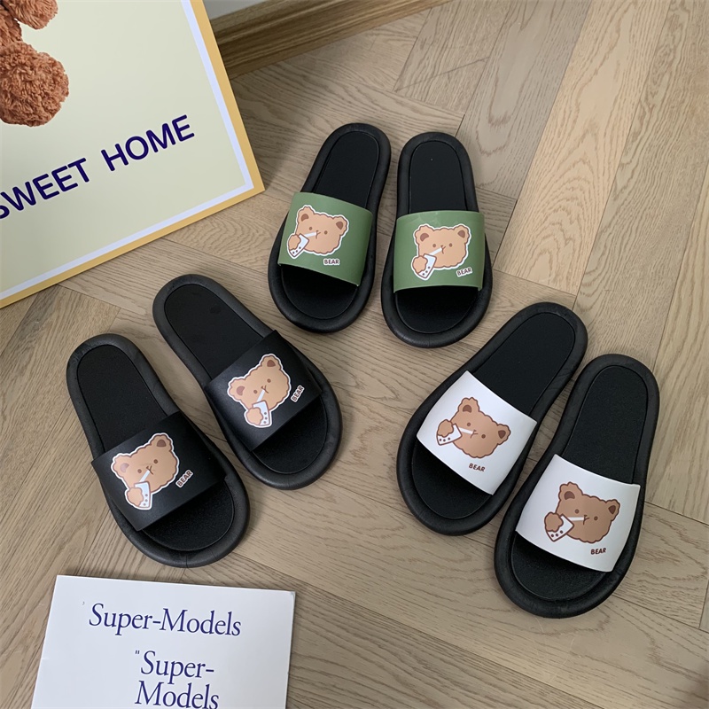 JY083 Quai  GBEAR 1  Dép quai ngang mặt gấu đế tròn dễ thương, giá học sinh,  dép mềm