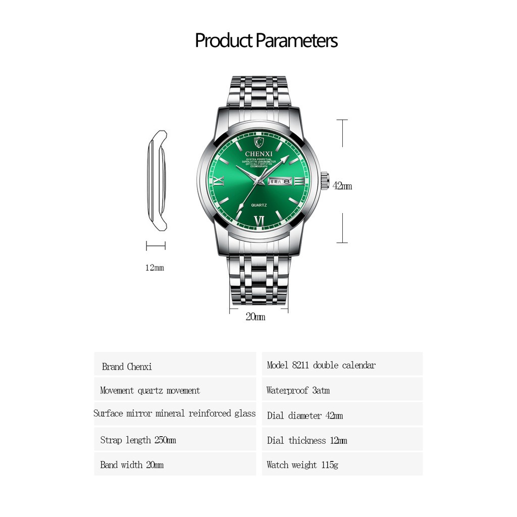 Đồng Hồ Analog Nam Hiển Thị Ngày Năm 2021 Chexi