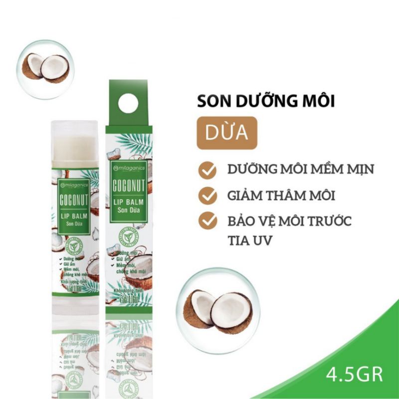 Son Dừa dưỡng môi MILAGANICS 4.5g