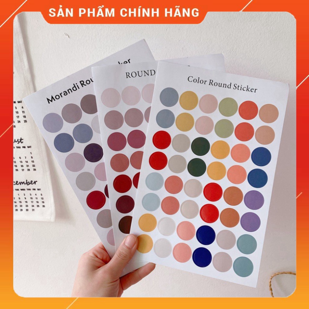Miếng dán sticker tròn trang trí nhiều màu sắc kích thước 16*25cm 48 miếng