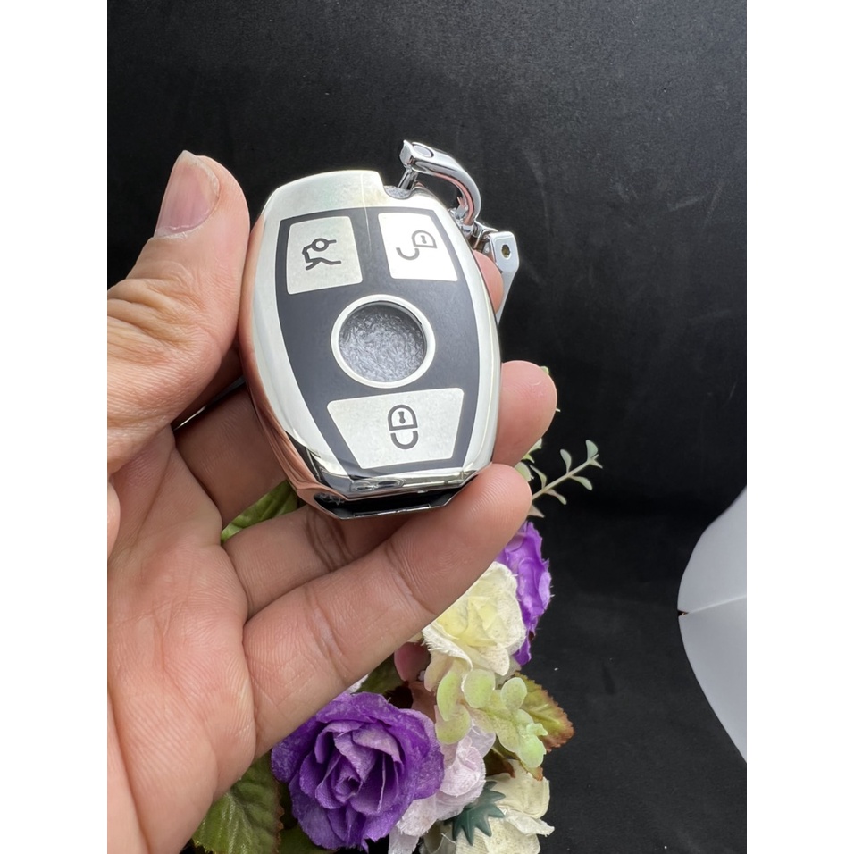 Bọc chìa khóa xe TPU Mạ Inox xe ô tô  Mercedes GLC, GLK, Dòng E,C