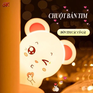 (CÓ REMOTE) ĐÈN NGỦ CHUỘT BẮN TIM SILICON DỄ THƯƠNG CHẠM ĐỔI 15 MÀU -QUÀ TẶNG CHO CẶP ĐÔI, SINH NHẬT -ĐÈN LED TRANG TRÍ