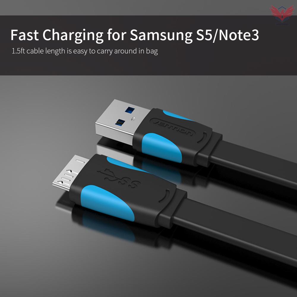 VENTION Dây Cáp Usb Type A Male Sang Micro B Cho Ổ Cứng Ngoài Samsung S5 Và Note3 0.25m Đen