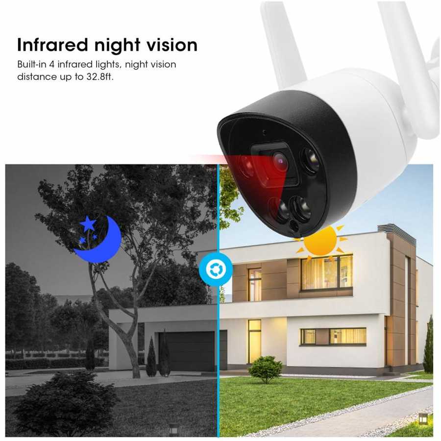 Camera không dây EVKVO phát hiện chuyển động PIR - Tuya Smart Life FHD 3MP WIFI CCTV chống thấm nước IR IP