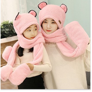 Mũ len cho bé kèm Khăn - Găng tay ấm áp - Chất liệu lông cừu - Ấm Mịn - Thích hợp cho mẹ và bé - Mu len long cuu cho be