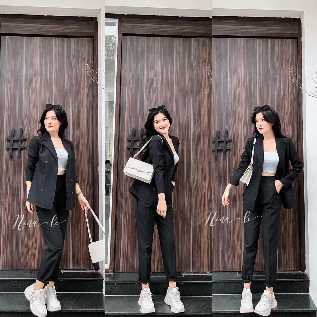 SET VEST + QUẦN DÀI ( KEM - ĐEN ) | BigBuy360 - bigbuy360.vn