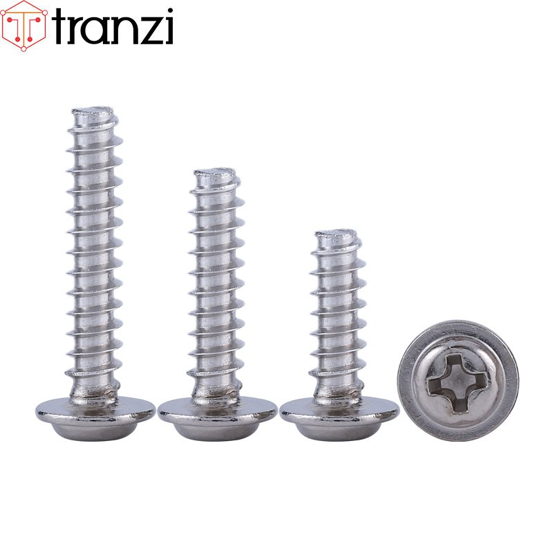 Vít bake liền vành đầu cầu ren thô mạ kẽm trắng PWB M3