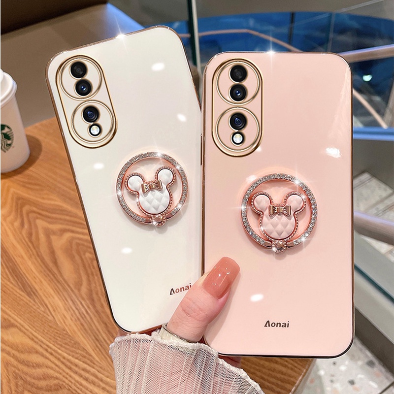 Ốp Điện Thoại Vuông Mềm Có Vòng Đỡ Hình Chuột Cho Samsung Galaxy S23 S22 S21 Ultra S20 S10 Plus Note 20 Ultra S21 S20 FE