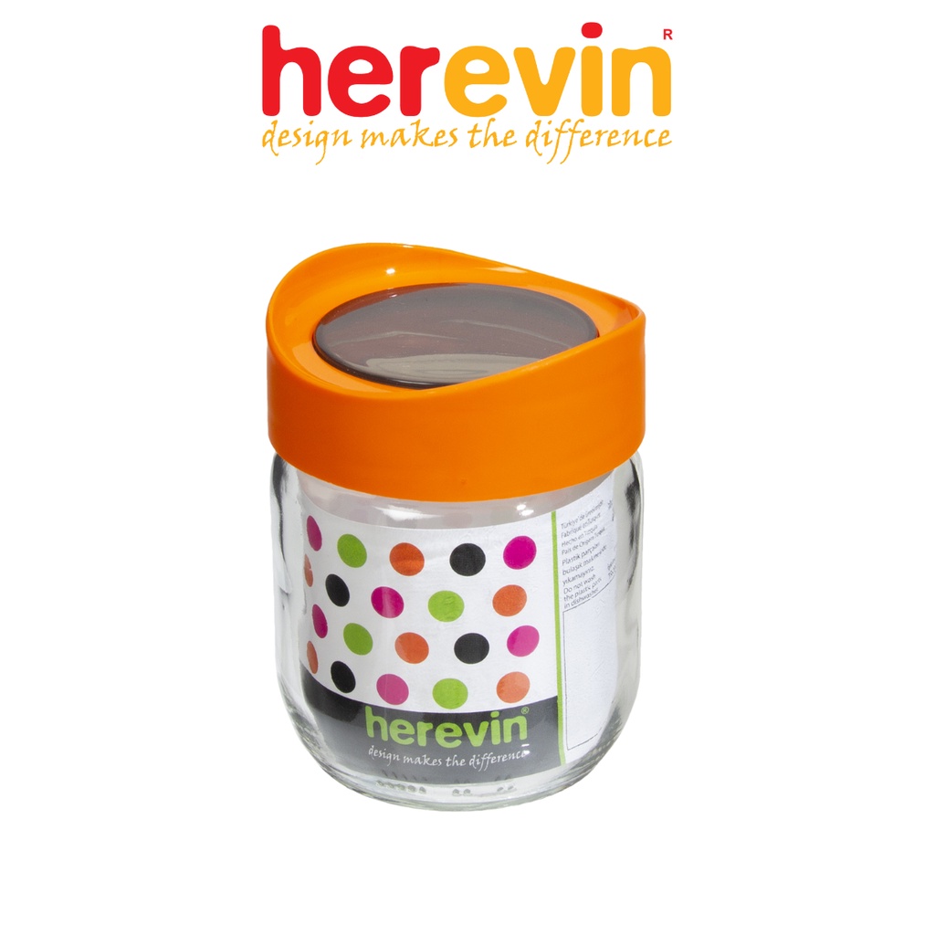 Bộ 3 Hũ Thuỷ Tinh Herevin Tròn Trơn Nắp Transparent 425ml - HEHU149357-560 [GIAO MÀU NGẪU NHIÊN]