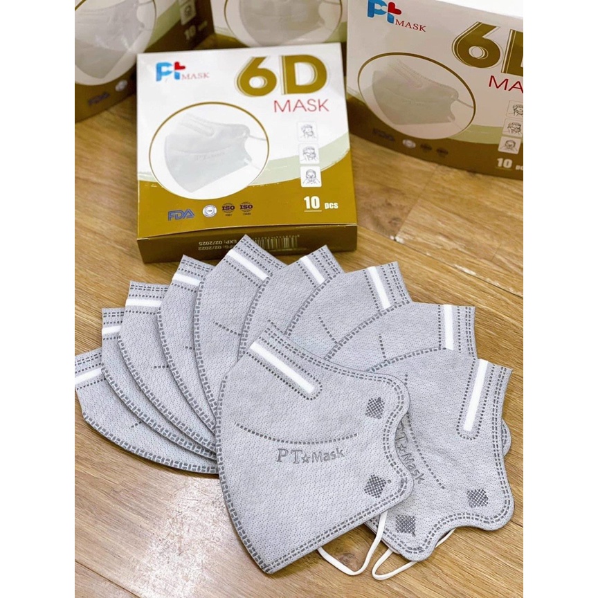 1 Thùng Khẩu Trang 6D PT Mask Phương Tuyến 5 Lớp Màu Trắng, Xanh, Xám, Đen, Hồng