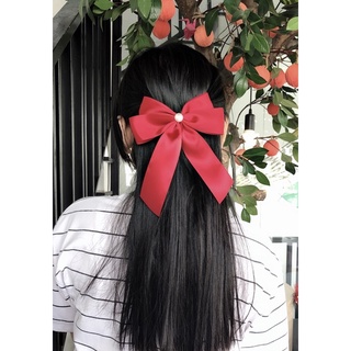 Kẹp tóc (cột tóc) nơ lụa mịn đính ngọc