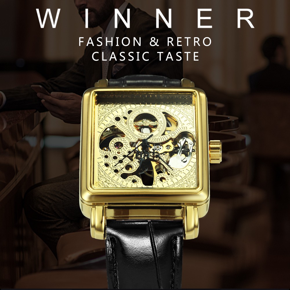 Đồng hồ cơ nam mặt vuông thời trang | BigBuy360 - bigbuy360.vn