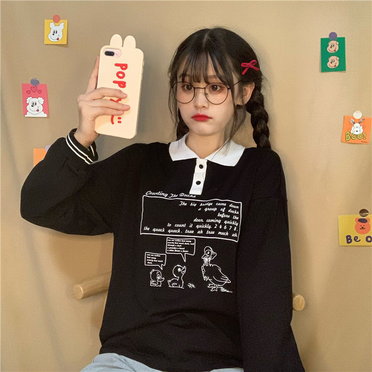 Áo thun dài tay cổ bẻ thời trang Hàn Quốc 2020 dành cho nữ