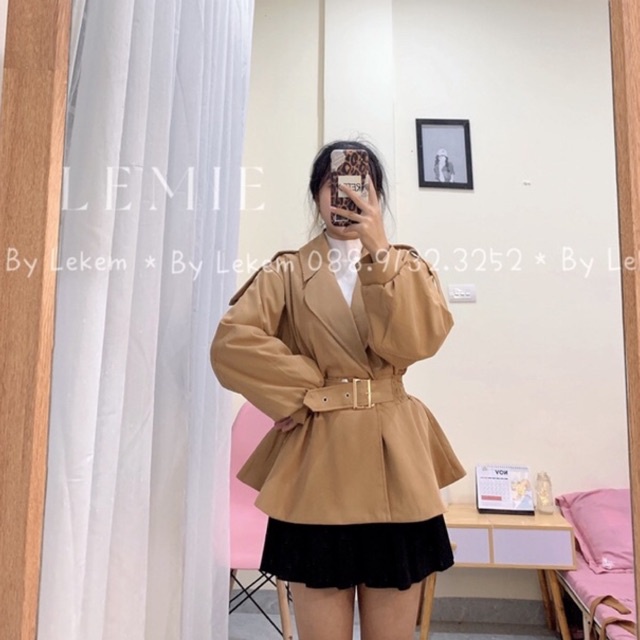 Áo Măng Tô Kaki Chun Eo Có Đai Cài Hàng 2 Lớp , Áo Mangto Nữ Cao Cấp Có Video Ảnh Thật Lekemqc ❤️